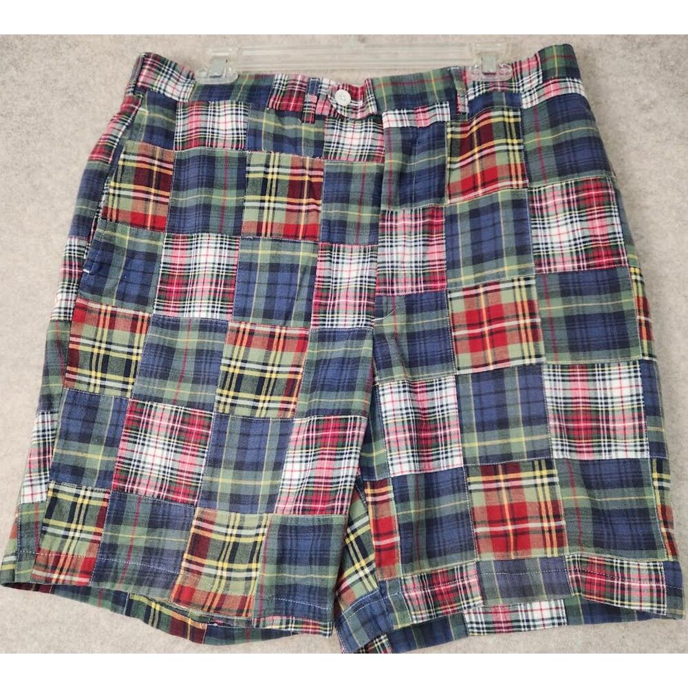 Charleston Khakis Men's Plaid Patchwork Shorts Size 36  Retro Preppy